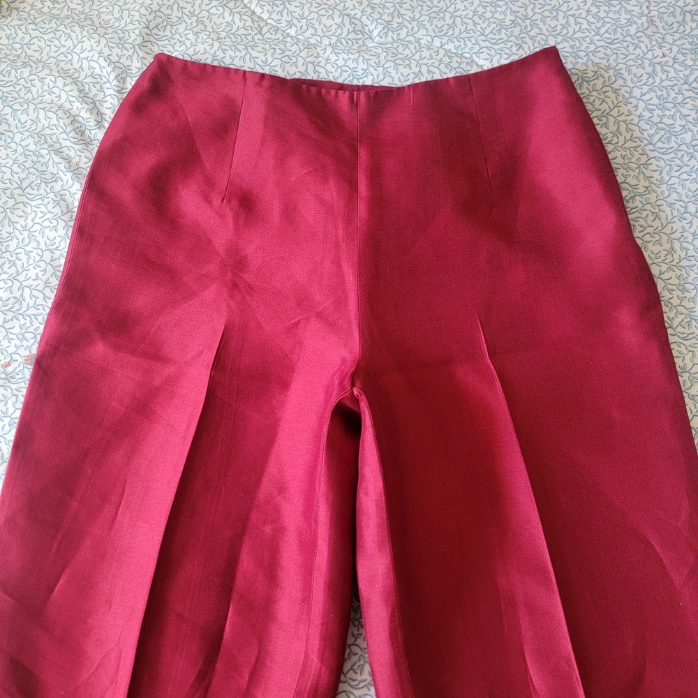 Talbots Red 100% Pure Silk Mid Rise Trousers Pants Lined Size 26 Regular Lengt
